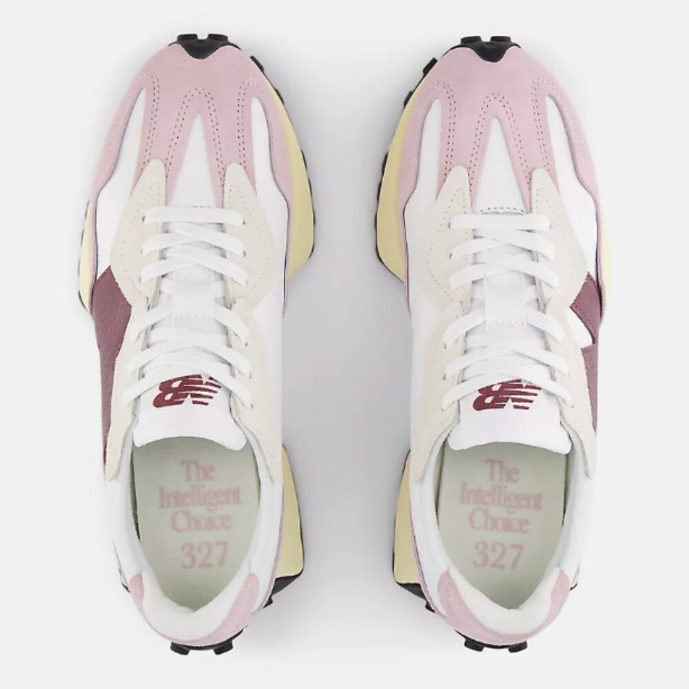 New Balance Women's White Pink and Maroon Retro Runners - Picture 4 of 10